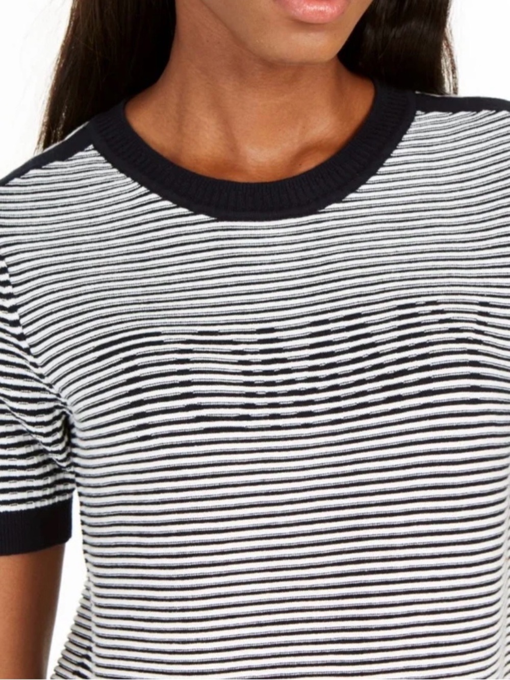 Tommy Hilfiger Striped Short Sleeve Knit sweater Tee in Black and White NWT XL